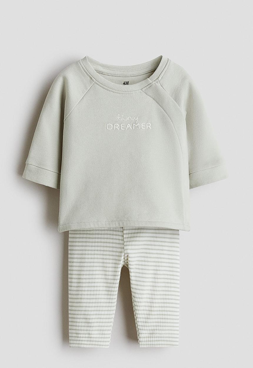 H&M - 2-Piece cotton set - light green/tiny dreamer
