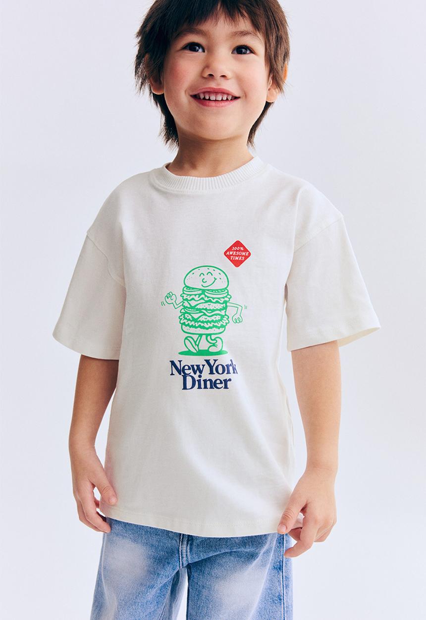 H&M - Printed T-shirt - white/new york diner