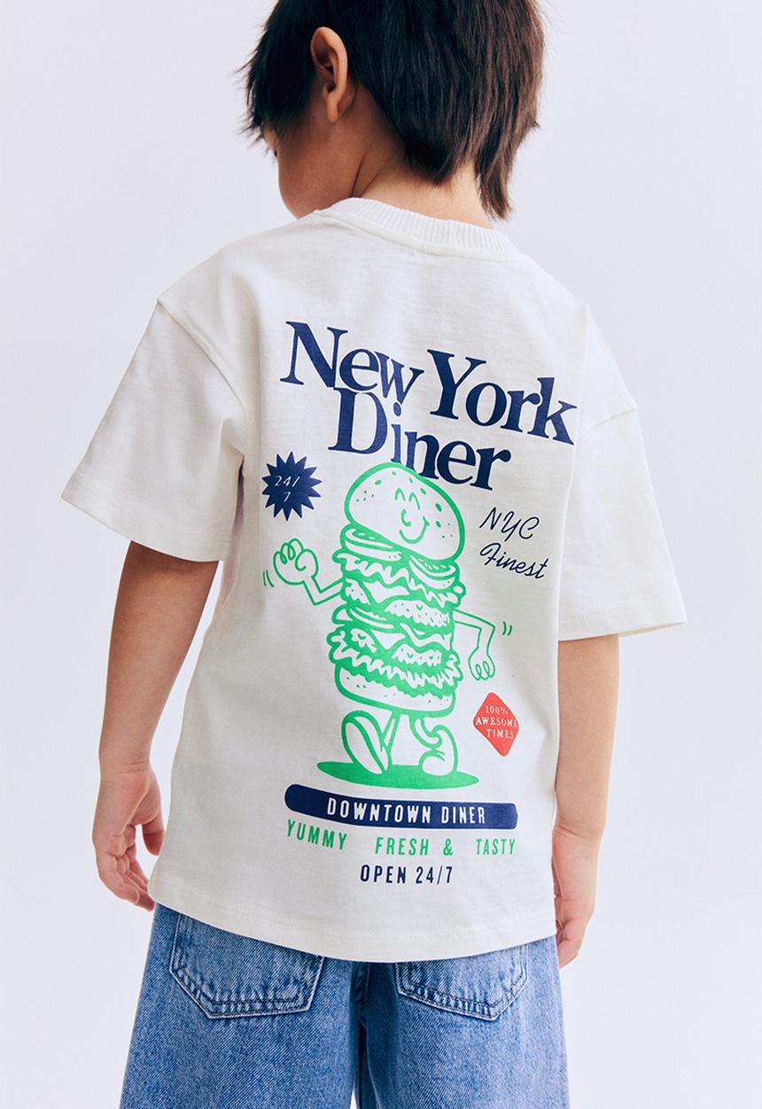 H&M - Printed T-shirt - white/new york diner