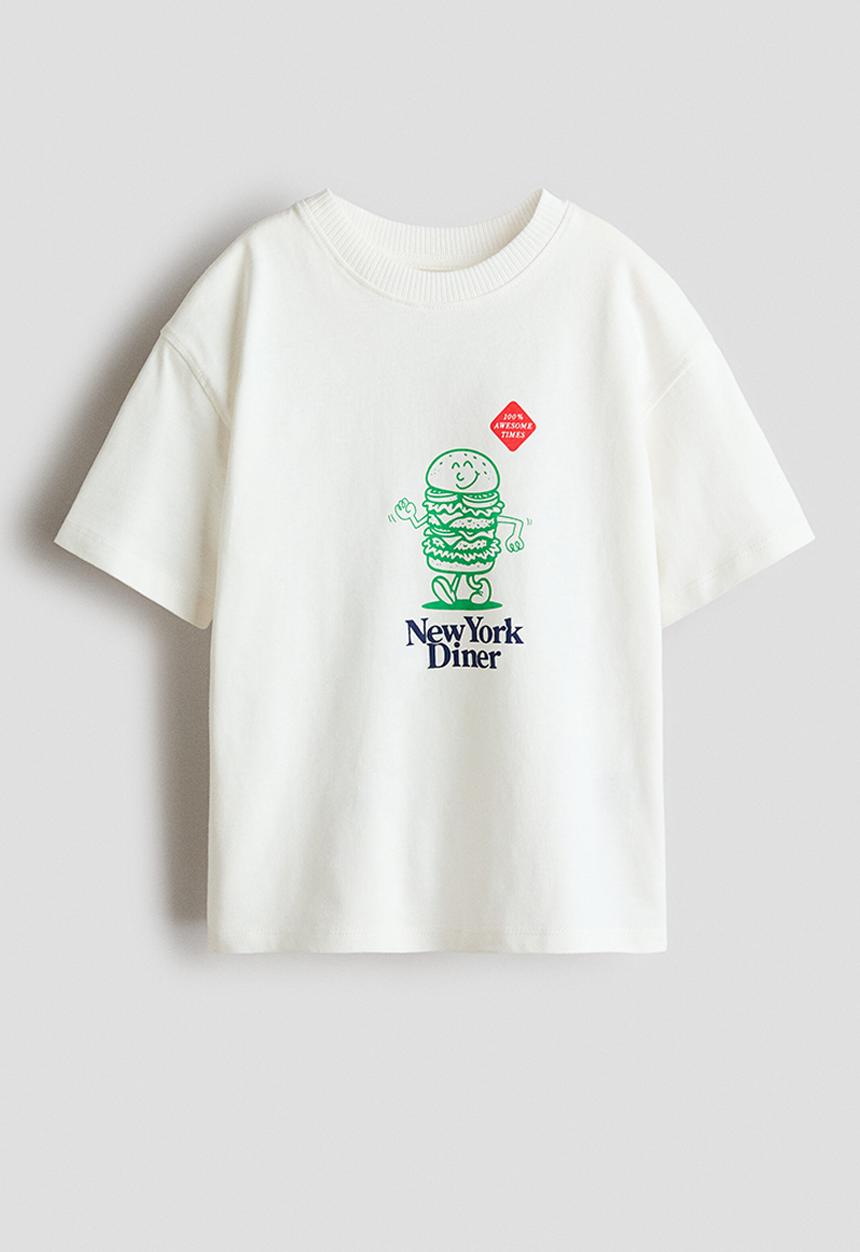 H&M - Printed T-shirt - white/new york diner