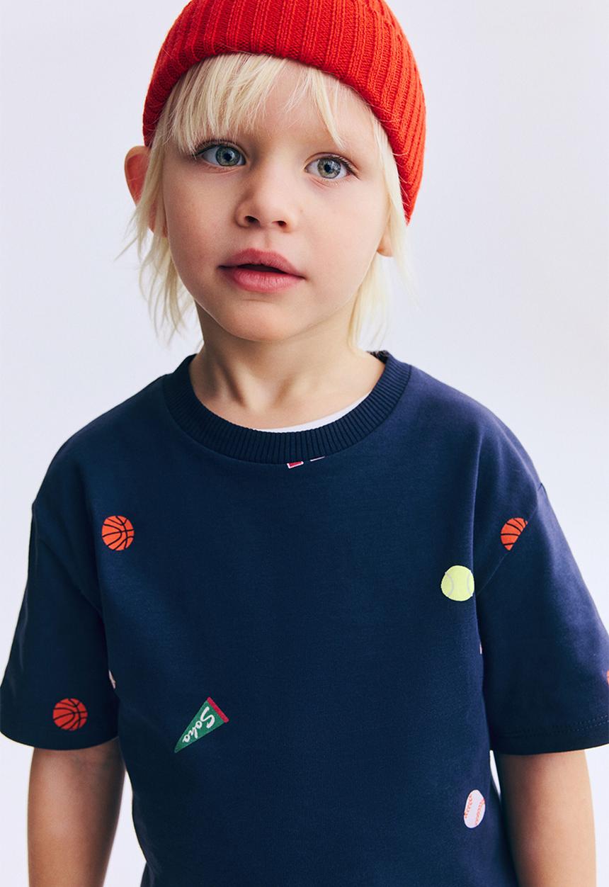 H&M - Printed T-shirt - navy blue/sports
