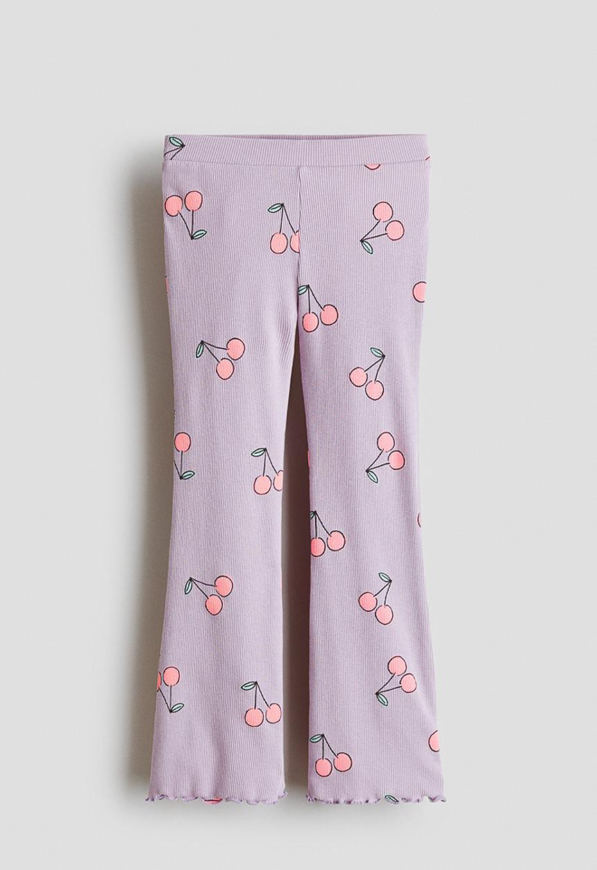 H&M - Flared leggings - light dusty purple/cherries