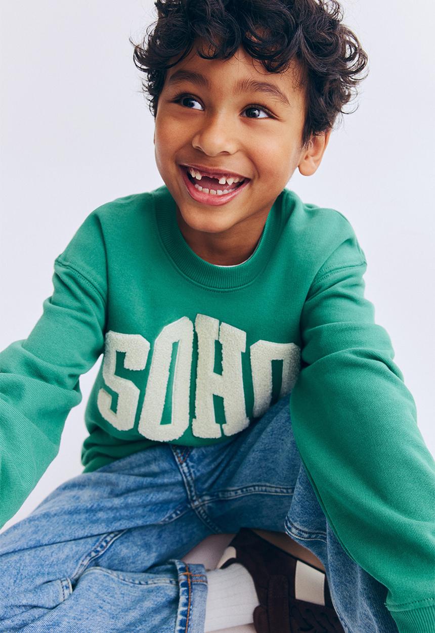 H&M - Printed crew-neck sweatshirt - green/soho