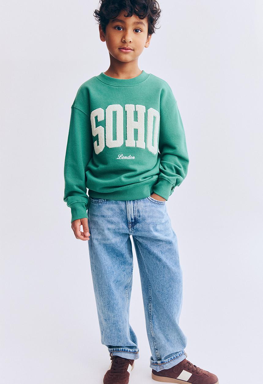 H&M - Printed crew-neck sweatshirt - green/soho