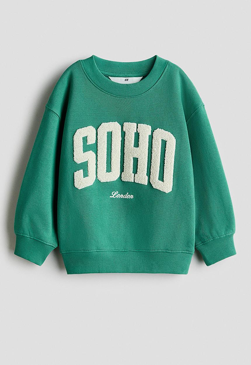H&M - Printed crew-neck sweatshirt - green/soho