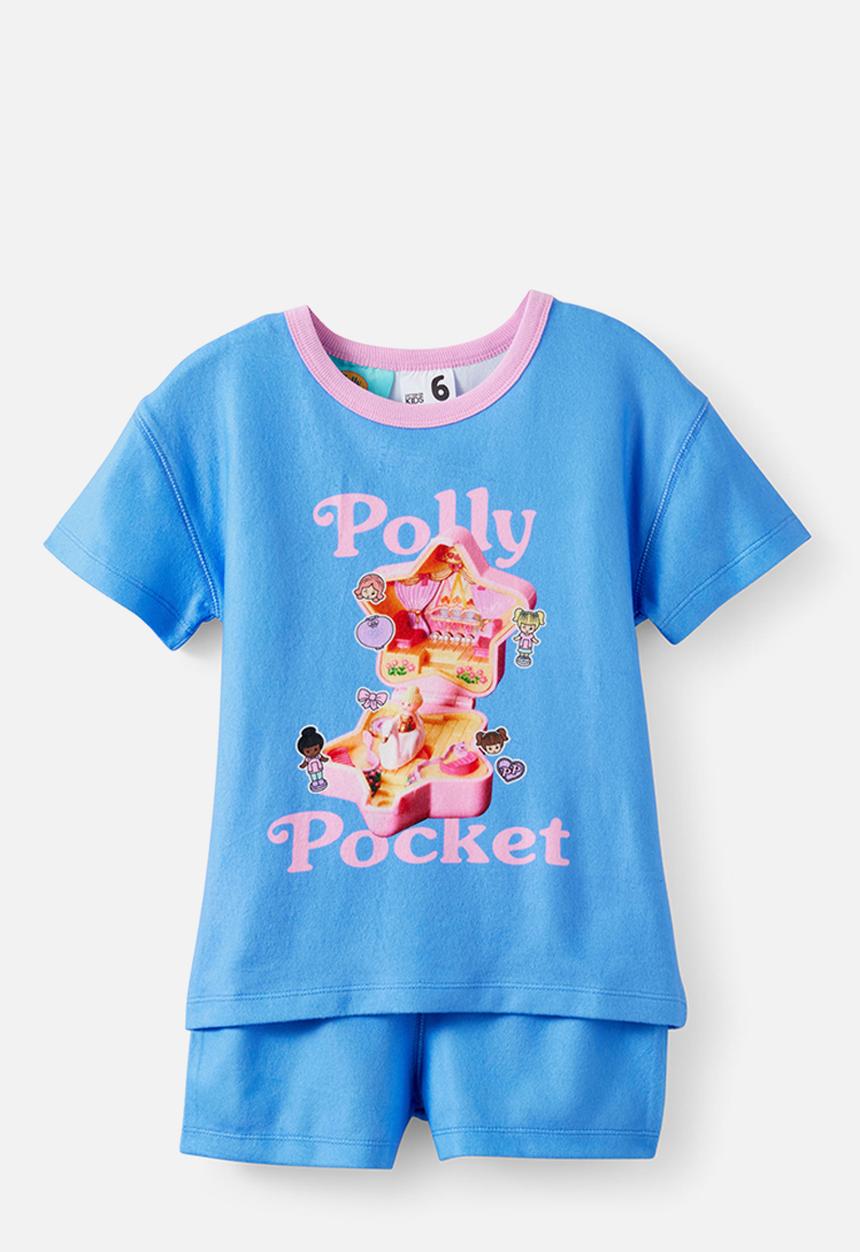Cotton On - Snoozesoft Short Sleeve Pj Set License - Lcn Mat Blue Bonnet/Polly Pocket