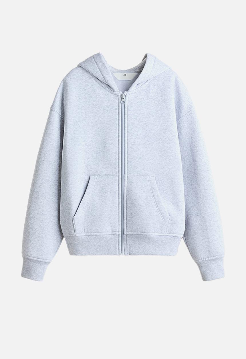 H&M - Zip-through hoodie - light grey marl