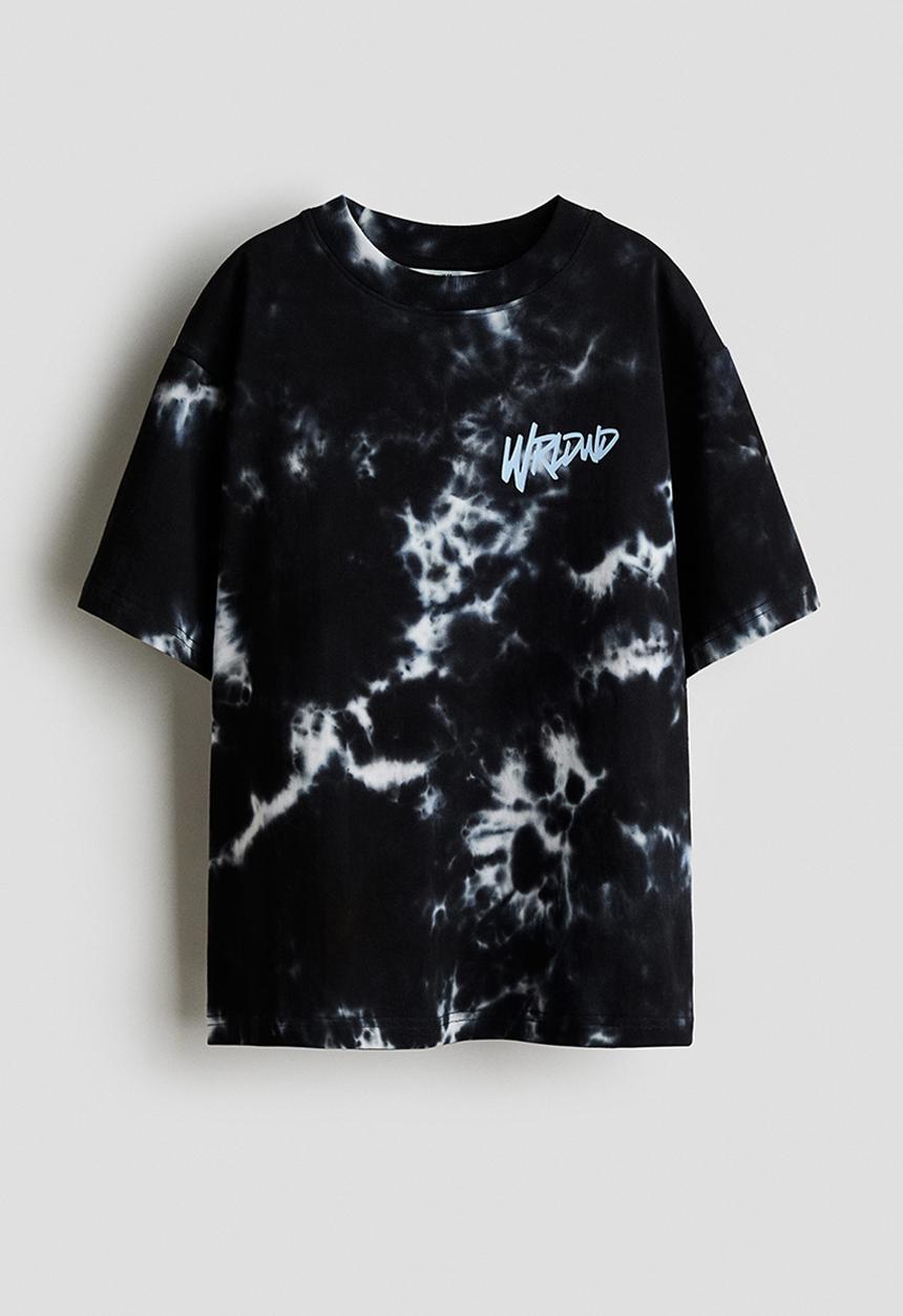 H&M - Printed T-shirt - black/tie-dye