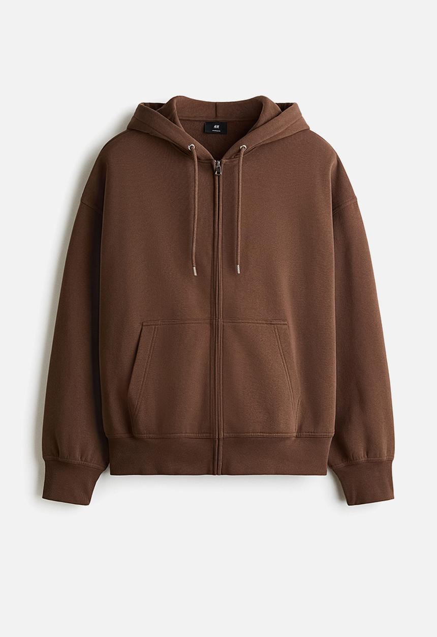 H&M - Oversized fit zip-through hoodie - brown