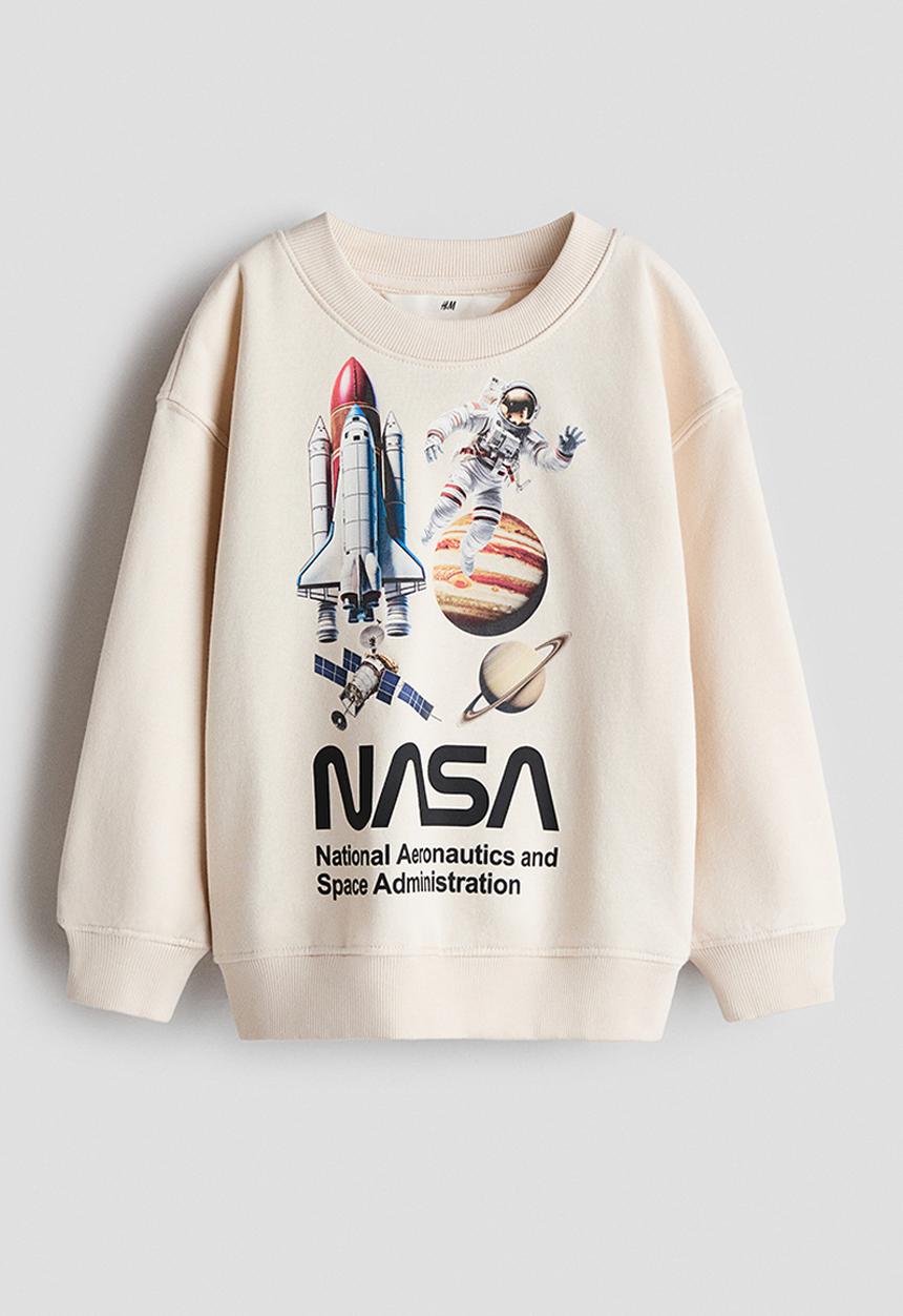 H&M - Printed sweatshirt - light beige/nasa