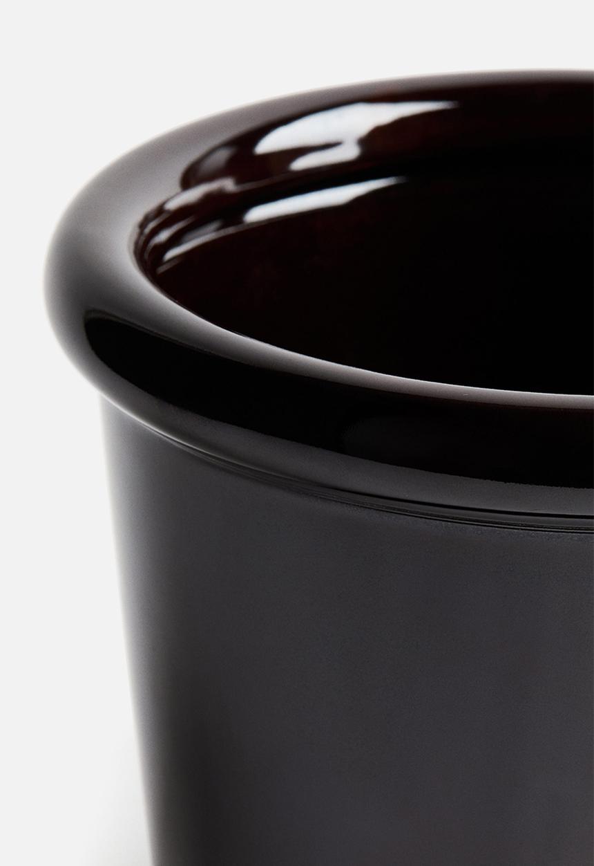 H&M - Stoneware plant pot with saucer - dark brown