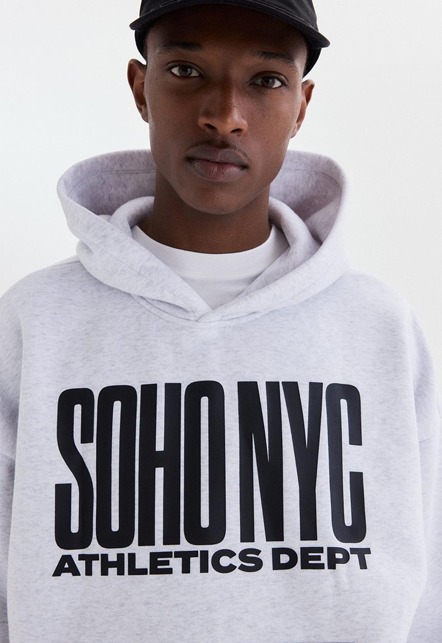 H&M - Loose fit hoodie - grey marl/soho nyc