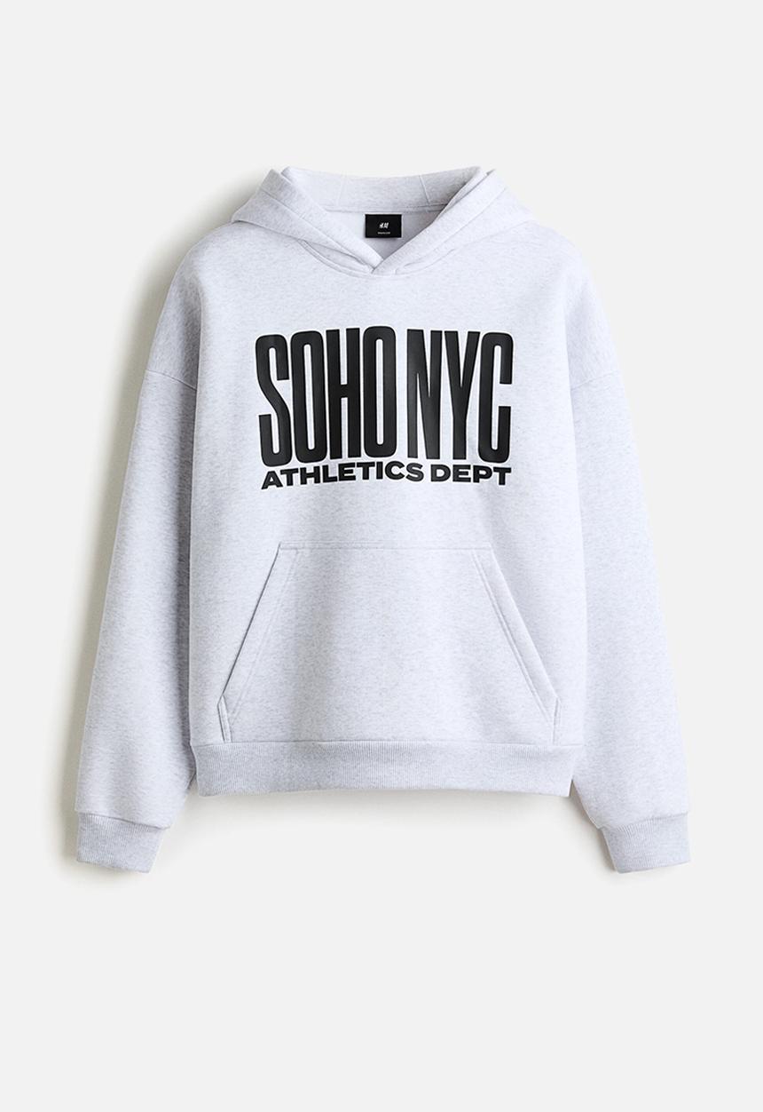 H&M - Loose fit hoodie - grey marl/soho nyc