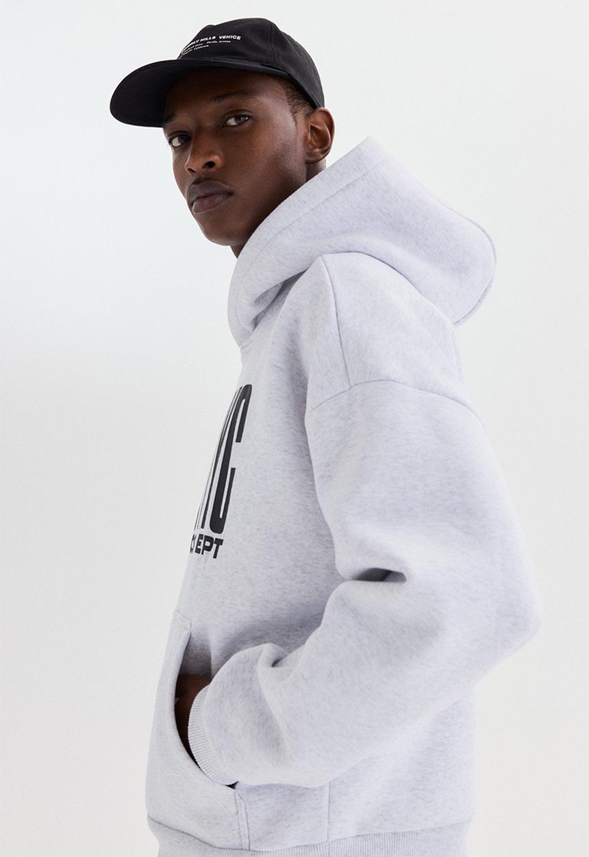 H&M - Loose fit hoodie - grey marl/soho nyc