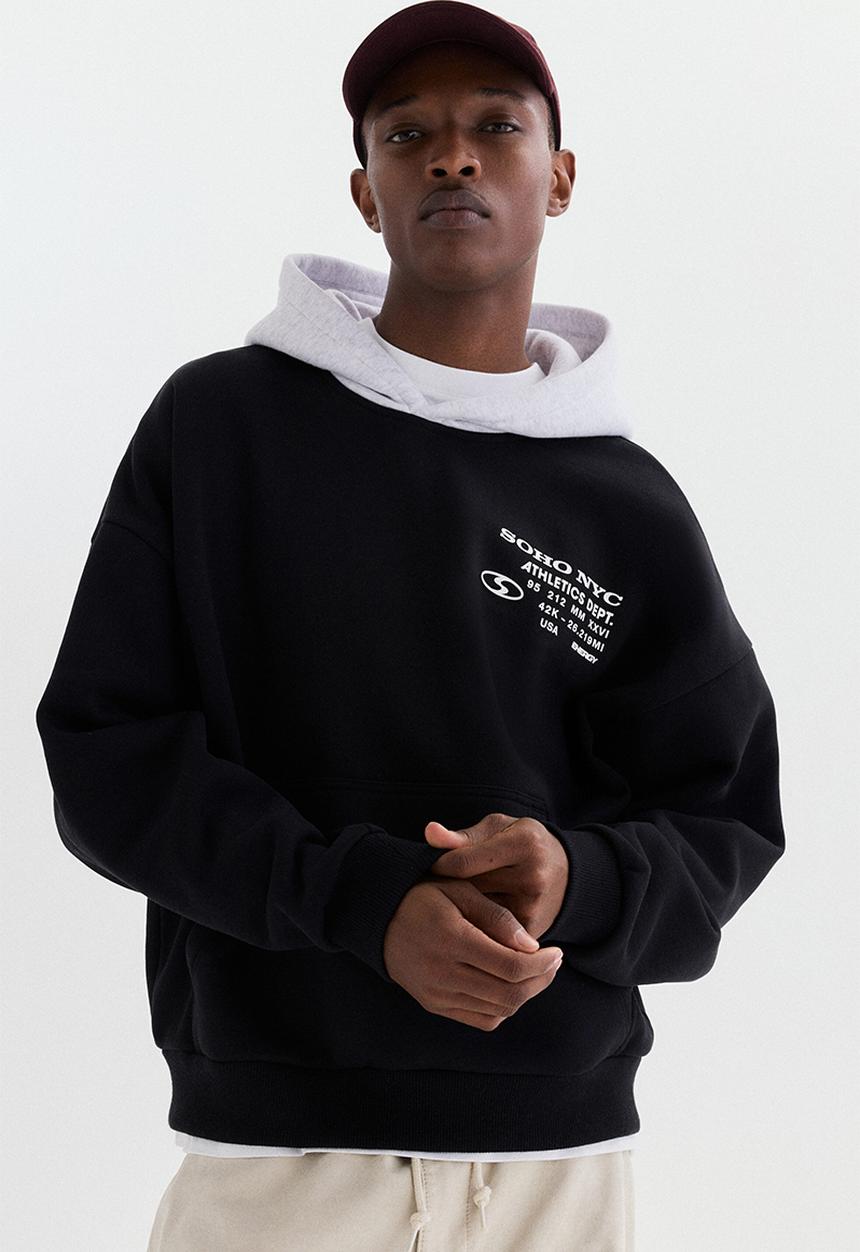H&M - Loose fit hoodie - black/soho nyc