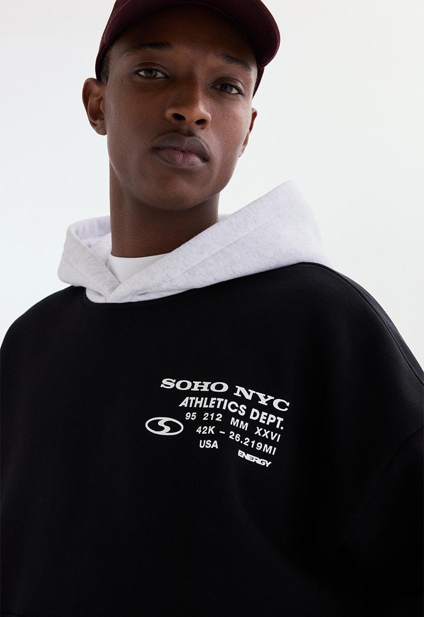 H&M - Loose fit hoodie - black/soho nyc