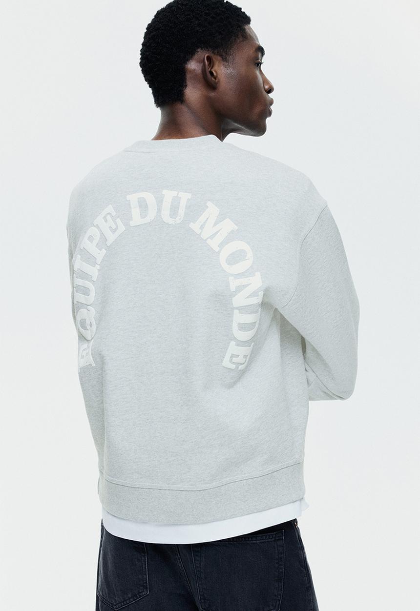 H&M - Loose fit printed sweatshirt - light grey marl/equipe