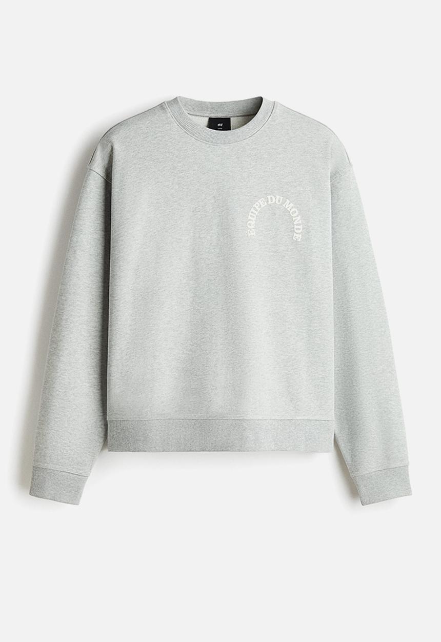 H&M - Loose fit printed sweatshirt - light grey marl/equipe