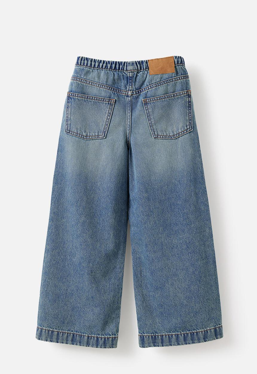 Cotton On - Relaxed Wide Leg Denim Jean - Blue Haven Mid Blue