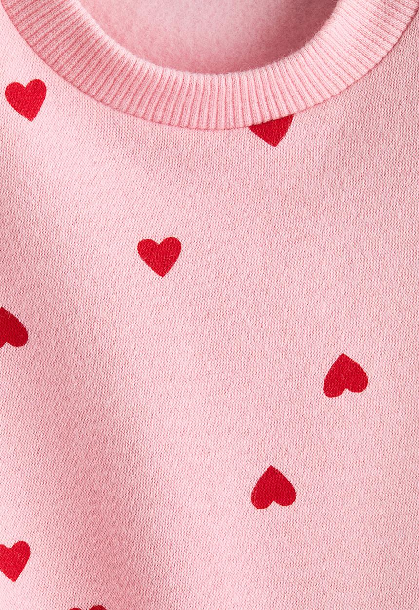 H&M - 2-piece printed sweatshirt set - light pink/hearts