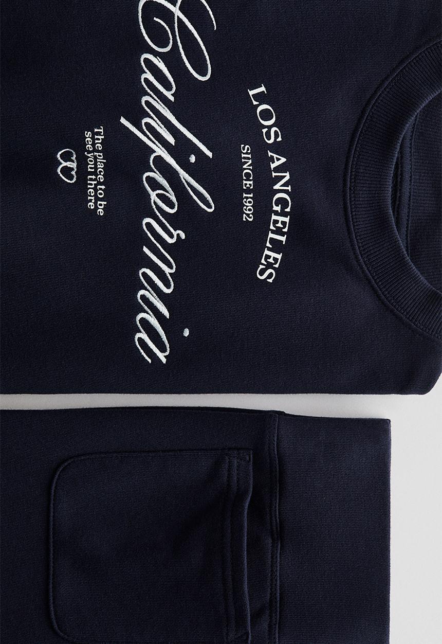H&M - 2-Piece sweatshirt and joggers set - navy blue/california