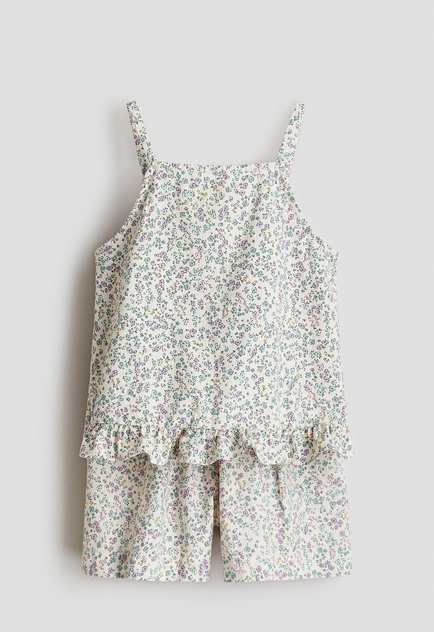 H&M - 2-Piece cotton seersucker set - cream/floral