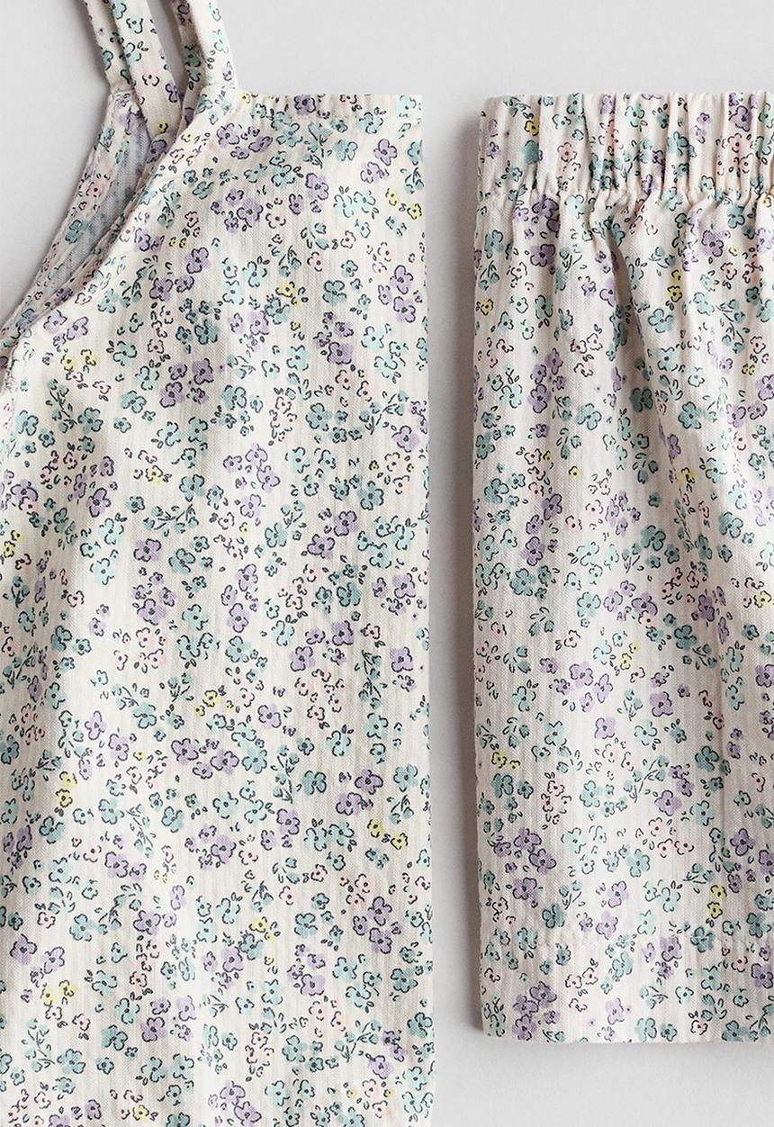 H&M - 2-Piece cotton seersucker set - cream/floral