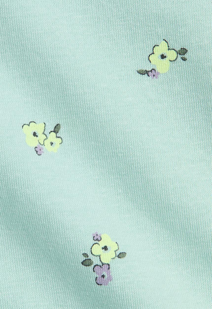 H&M - Overlock-detail cotton top - mint green/floral