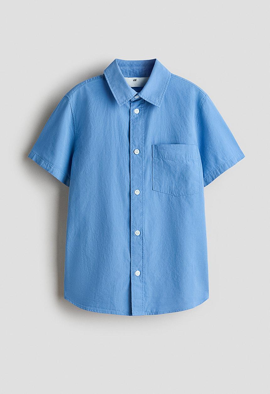 H&M - Short-sleeved cotton shirt - blue