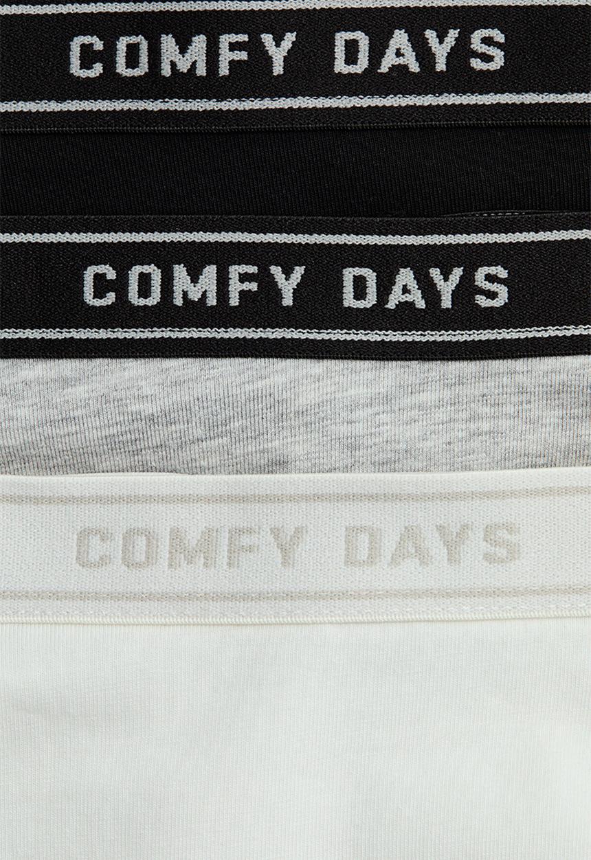 H&M - 5-pack text-motif hipster biefs - black/white/light grey marl