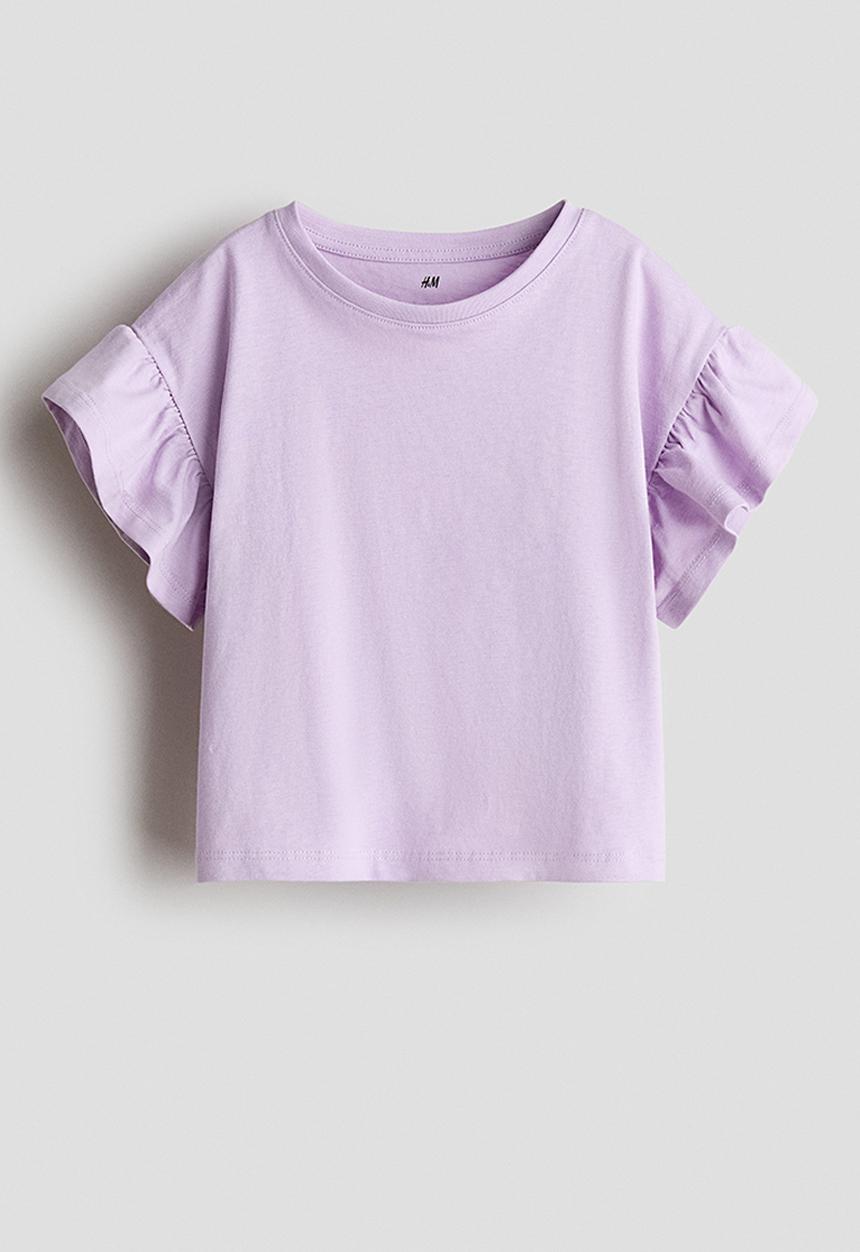 H&M - Flutter-sleeved cotton top - light purple