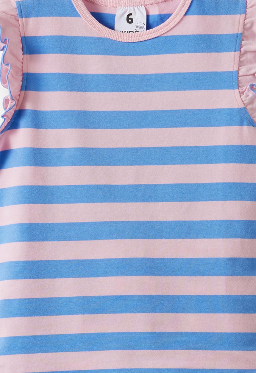 Cotton On - Dreamdrift Flutter Short Sleeve Pj Set - Bobbi Stripe Blush Pink/Blue Bonnet