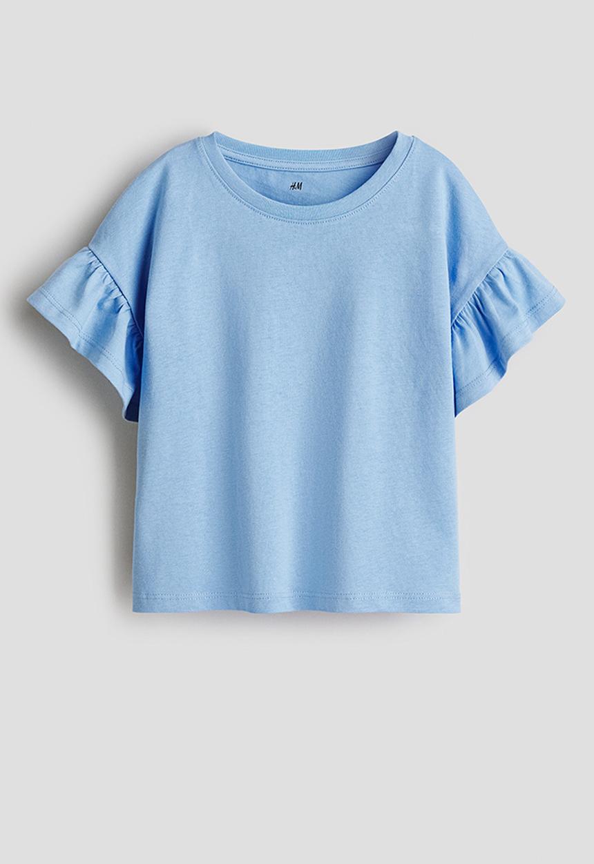 H&M - Flutter-sleeved cotton top - blue