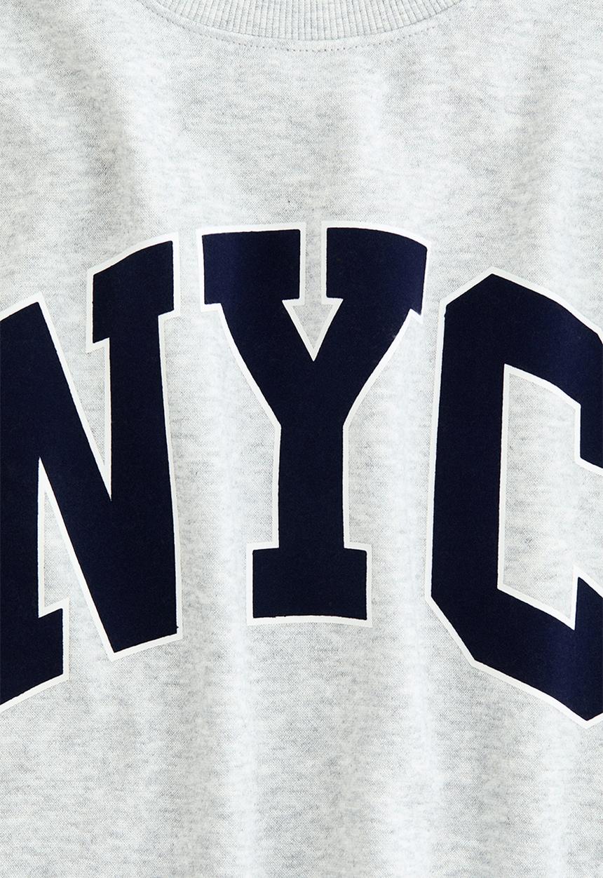 H&M - Motif-detail sweatshirt - light grey marl/nyc