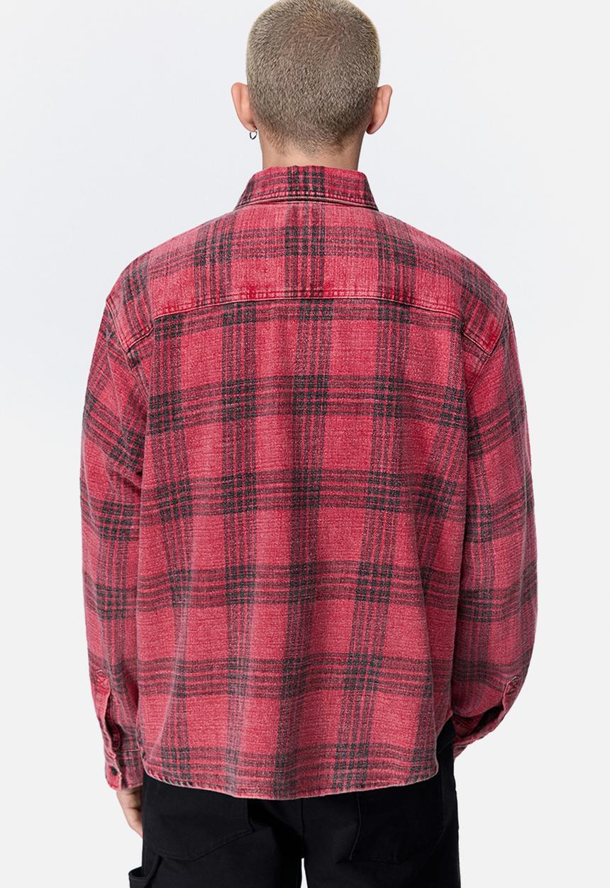 H&M - Relaxed fit cotton shirt - red/checked