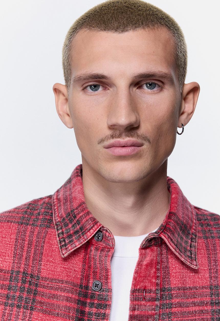 H&M - Relaxed fit cotton shirt - red/checked