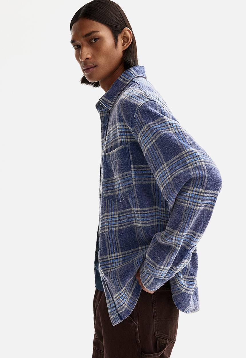 H&M - Relaxed fit cotton shirt - blue/checked