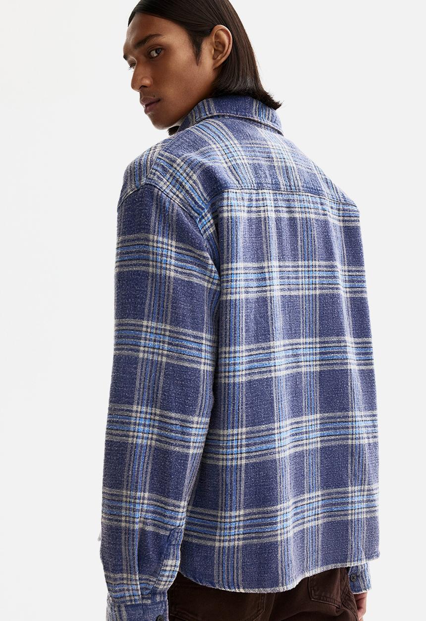 H&M - Relaxed fit cotton shirt - blue/checked