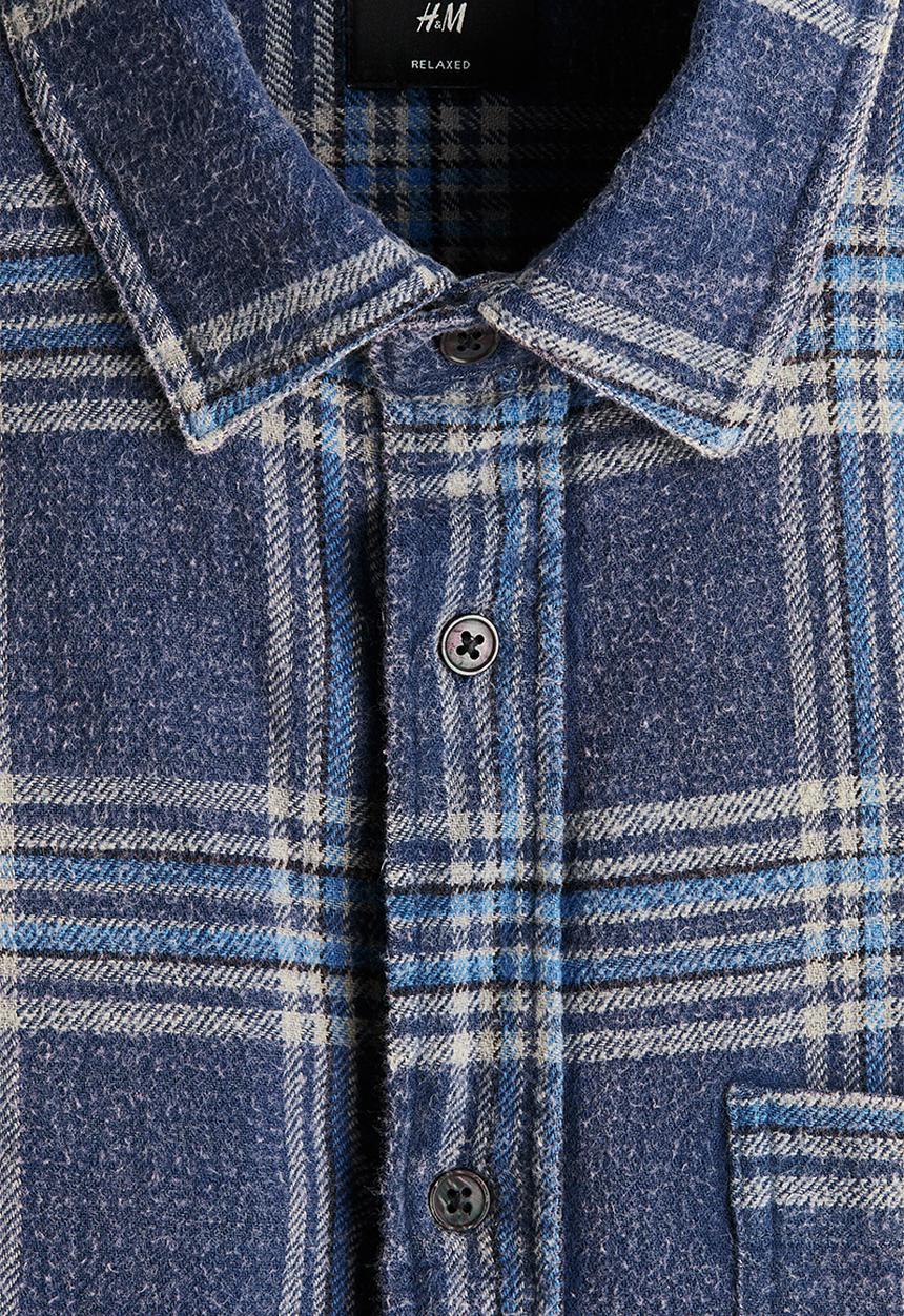 H&M - Relaxed fit cotton shirt - blue/checked
