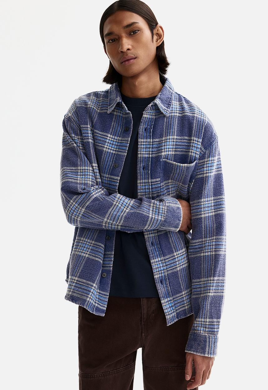 H&M - Relaxed fit cotton shirt - blue/checked