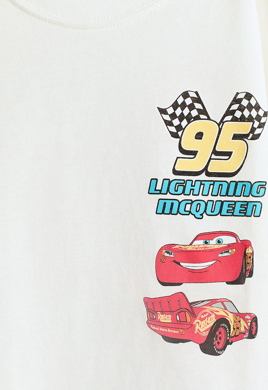 H&M - Printed long-sleeved t-shirt - white/cars