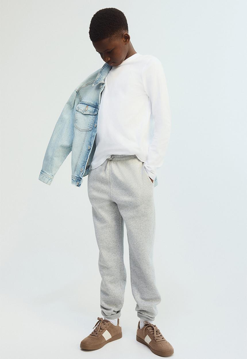 H&M - Brushed-inside joggers - light grey marl