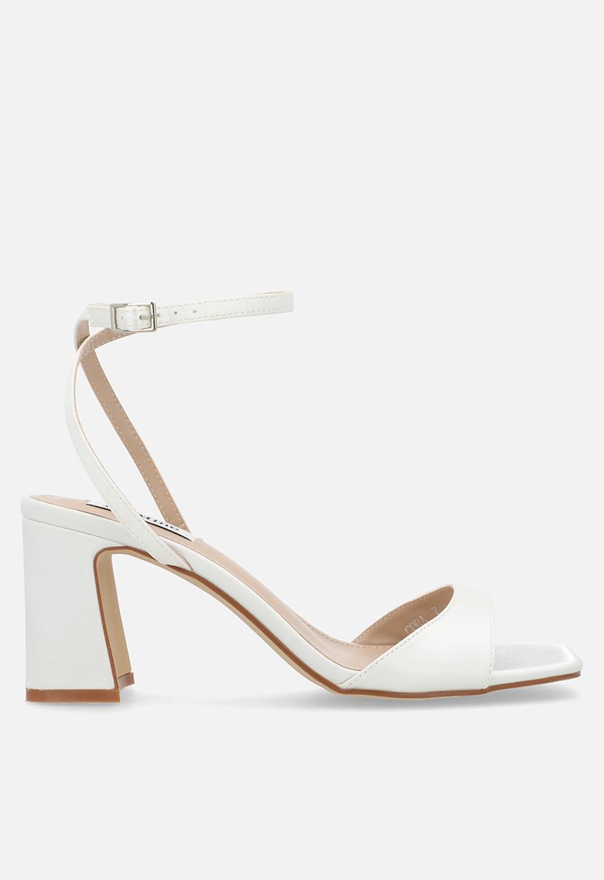Be Mine - Cora open toe block heel ankle strap - ivory satin