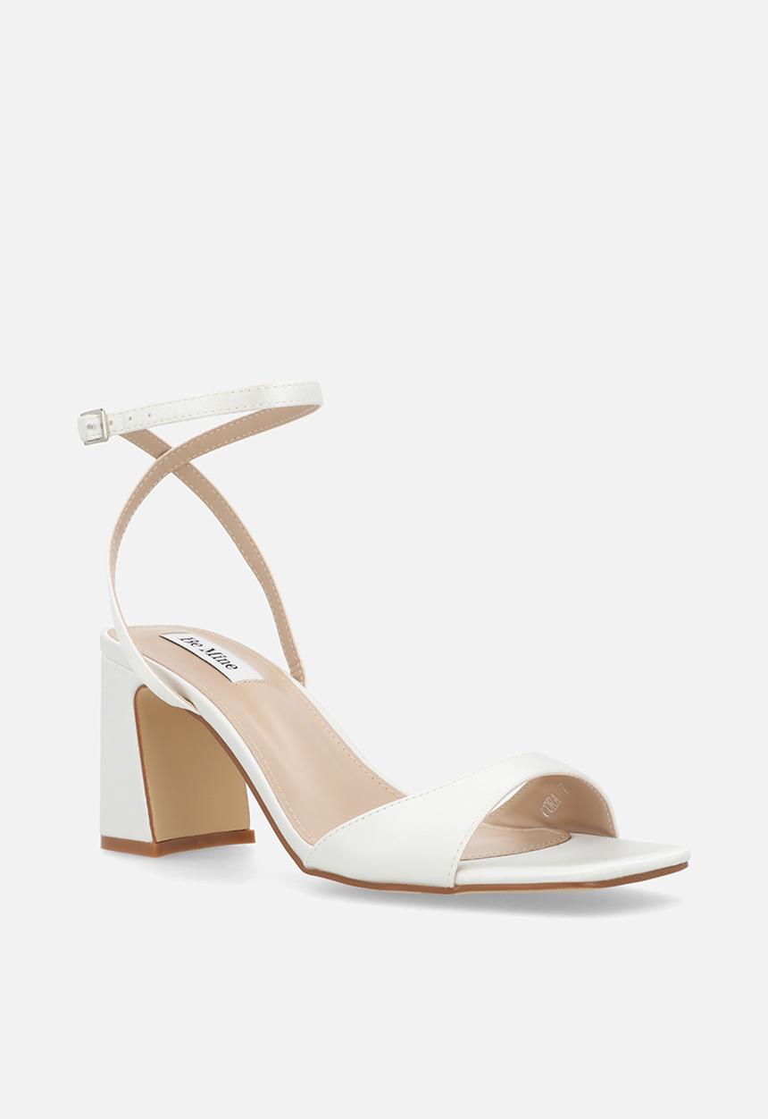 Be Mine - Cora open toe block heel ankle strap - ivory satin