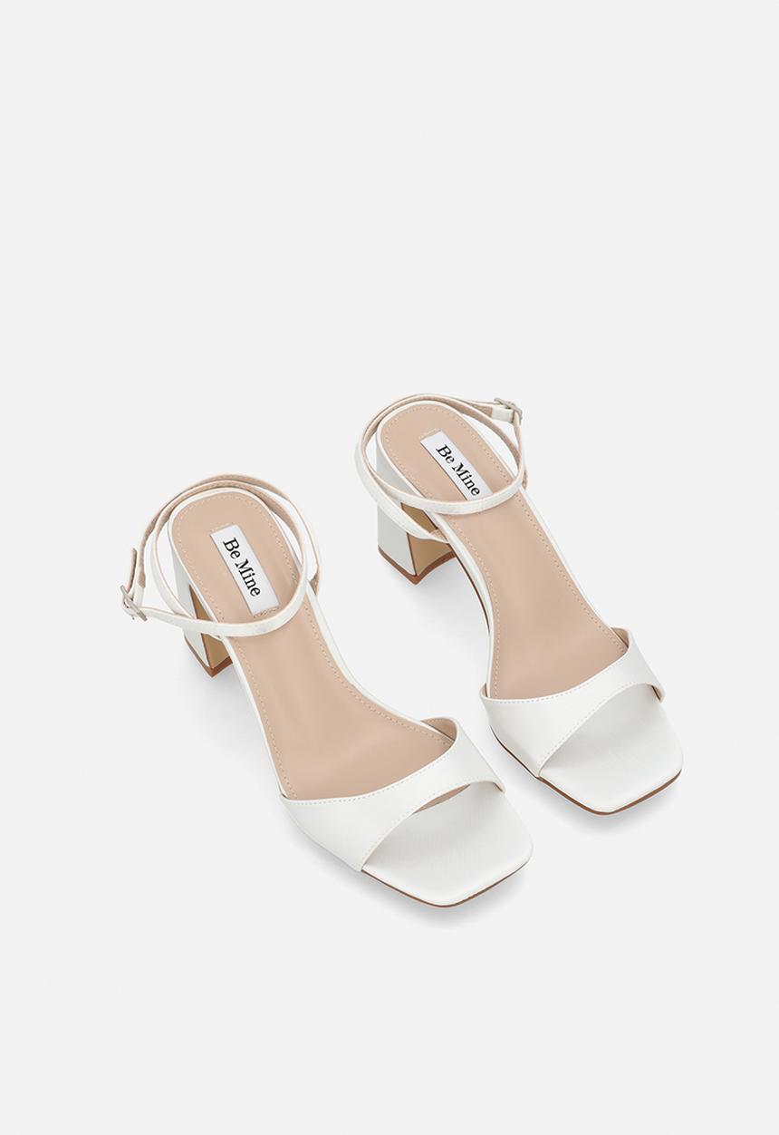 Be Mine - Cora open toe block heel ankle strap - ivory satin
