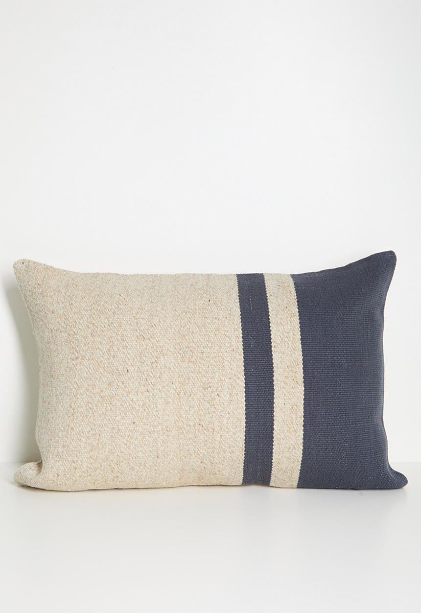 Sixth Floor - Woven Wool Cotton Blend Block Cushion Cover - neutral