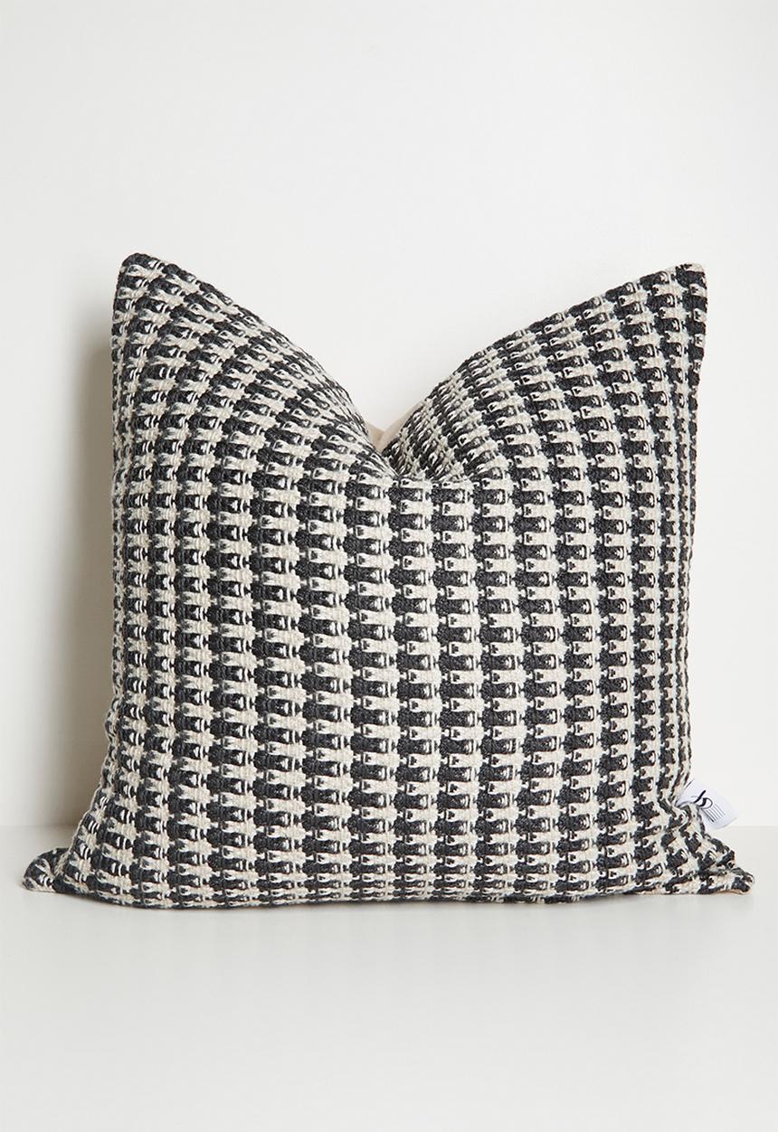 Sixth Floor - Briar Outdoor/Indoor  Geo Cushion Cover - neutral & black