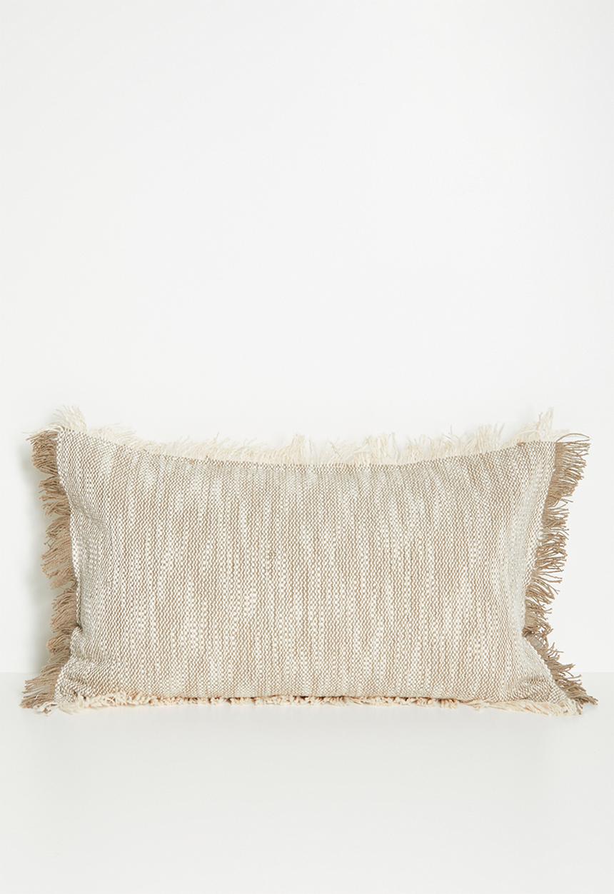 Sixth Floor - Woven Double Fringed Cushion Cover - Mocca