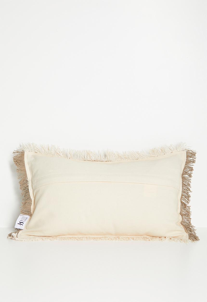 Sixth Floor - Woven Double Fringed Cushion Cover - Mocca