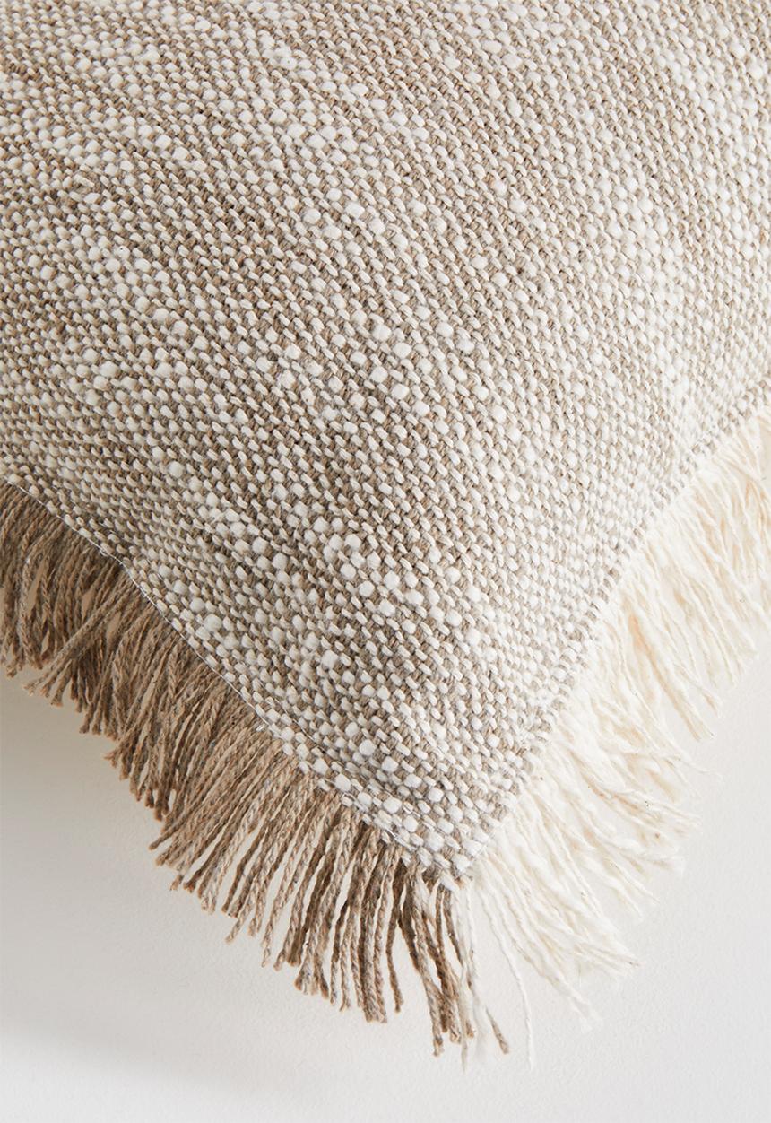 Sixth Floor - Woven Double Fringed Cushion Cover - Mocca